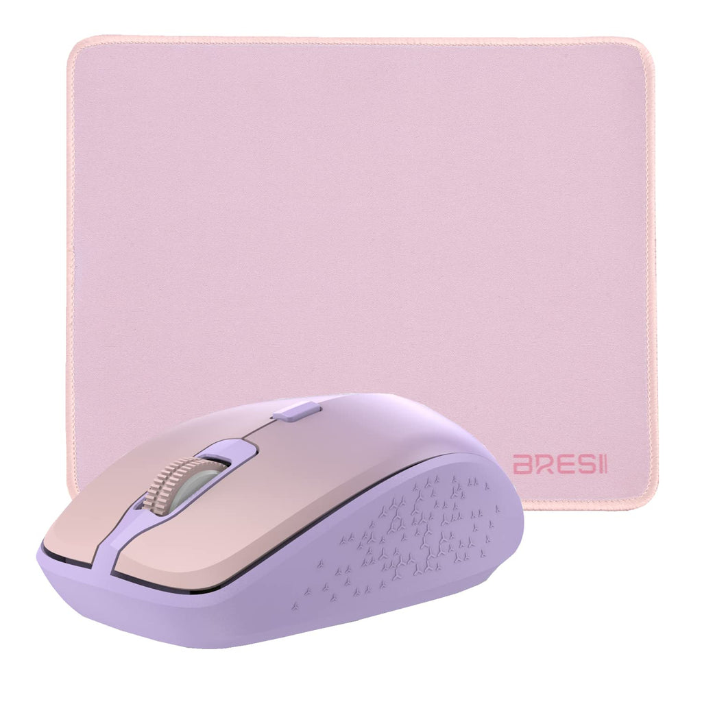 [Australia - AusPower] - Wireless Mouse for Laptop: Bluetooth Mouse with Mouse Pad, 2 Mode Bluetooth Wireless Mouse, Computer Mouse for PC Notebook Desktop Computer Mac Tablets(Purple Pink) purple pink 