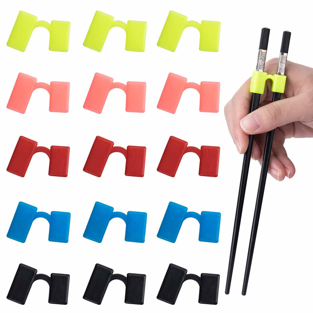 [Australia - AusPower] - PAGOW 30pcs Chopstick Helper,Reusable Training Chopsticks Hinges Connector for Kids,Beginner,Trainers or Learner (6 Pack/Color,Black Red Blue Green Pink) Plastic 