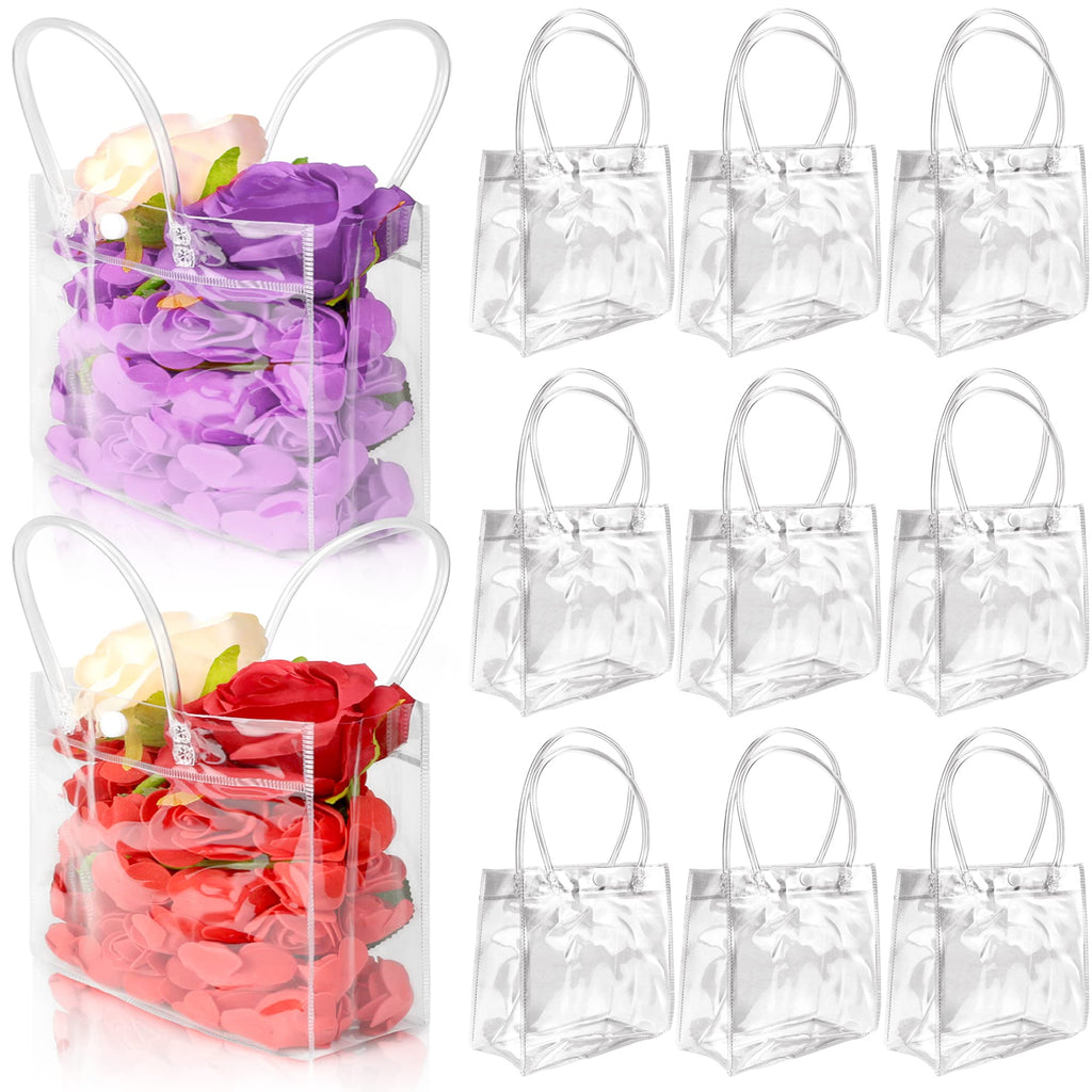 [Australia - AusPower] - BadenBach 24 PCS Clear Plastic Gift Bags with Handle,5.9" x 6.3" x 2.8",Reusable Transparent PVC Gift Wrap Tote Bag for Shopping Retail Merchandise Boutique Wedding Birthday Baby Shower Party Favor 1 Count (Pack of 24) 