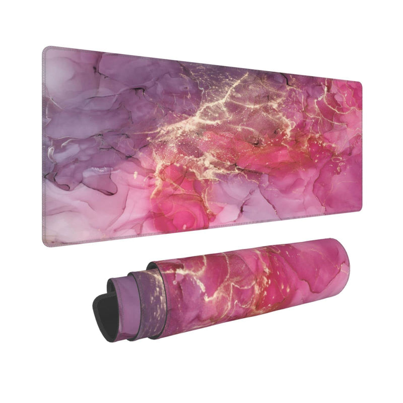 [Australia - AusPower] - Pink Golden Marble Extended Gaming Mouse Pad 31.5×11.8 Inch Large Moudepads Non-Slip Rubber Base Mousepad Waterproof Keyboard Mouse Mat Desk Pad with Stitched Edges for Work, Game, Office, Home Pink Golden Marble 