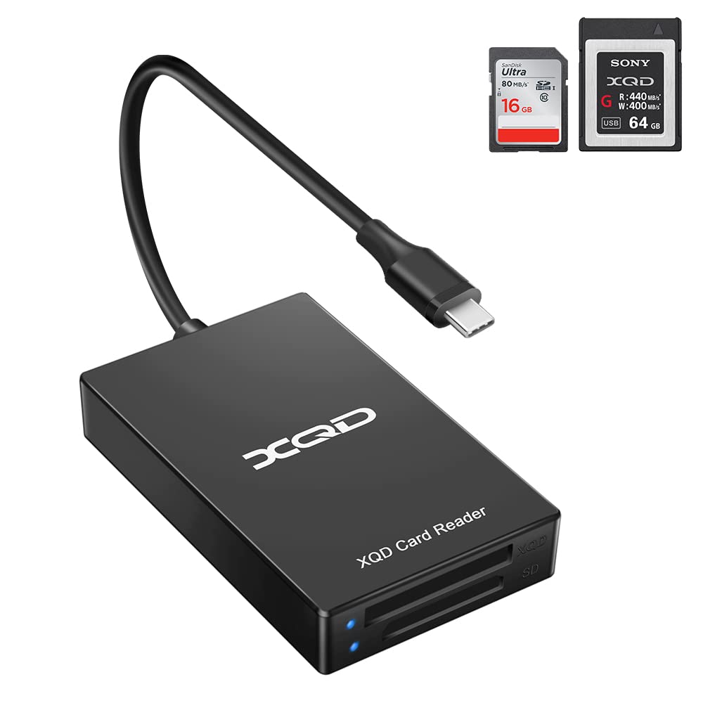 [Australia - AusPower] - XQD Card Reader, USB C XQD SD Card Reader Sony XQD Reader 2 in 1 Memory Card Reader 5Gpbs Super Speed Compatible with Sony G/M Series, Lexar 2933x/1400x USB Mark XQD Card, SD/SDHC Card for Wins/Mac Black-C 