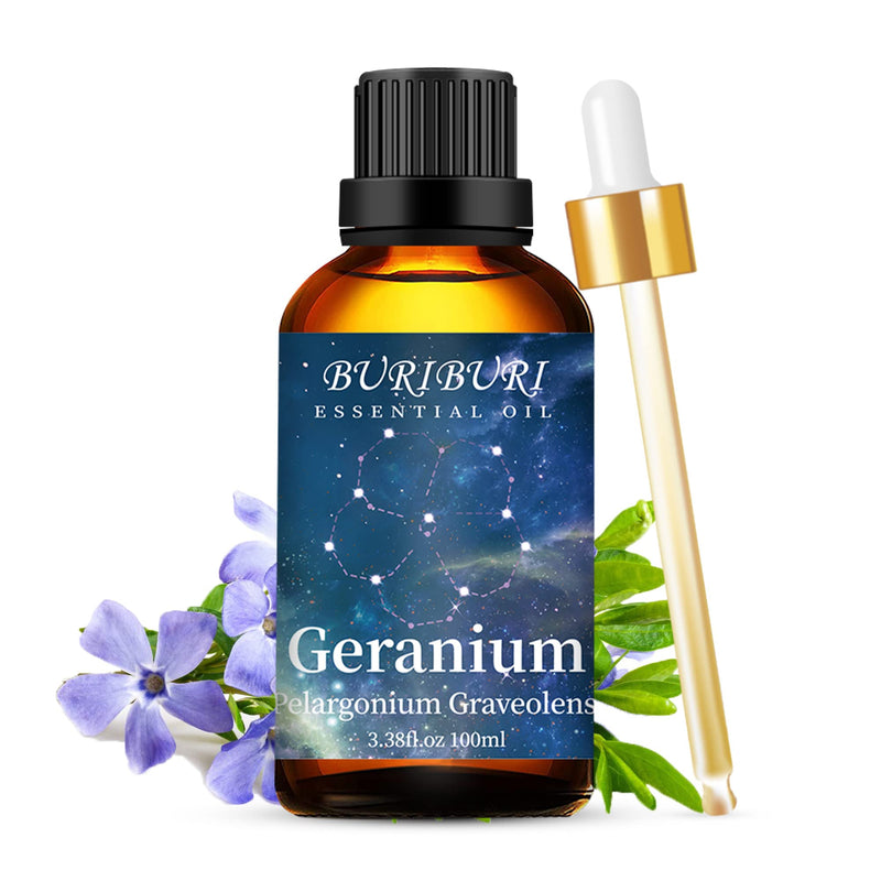 [Australia - AusPower] - 100ML Geranium Essential Oil , 100% Pure Undiluted Aromatherapy Geranium Oil 3.38fl.oz for Soap, Candle Making, Massage, Diffuser, Humidifier 