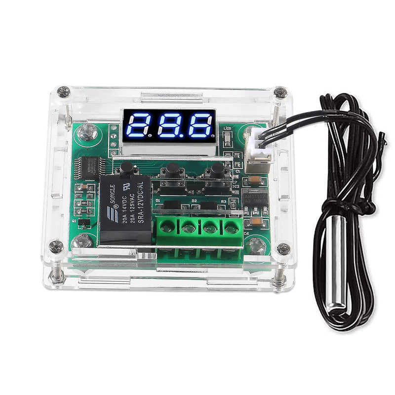 [Australia - AusPower] - AEDIKO W1209 DC 12V Digital Temperature Controller Board Blue Digital Display Thermostat -50-110°C Electronic Temperature Temp Control Module Switch with Waterproof Case (1-Pack) 1-Pack 