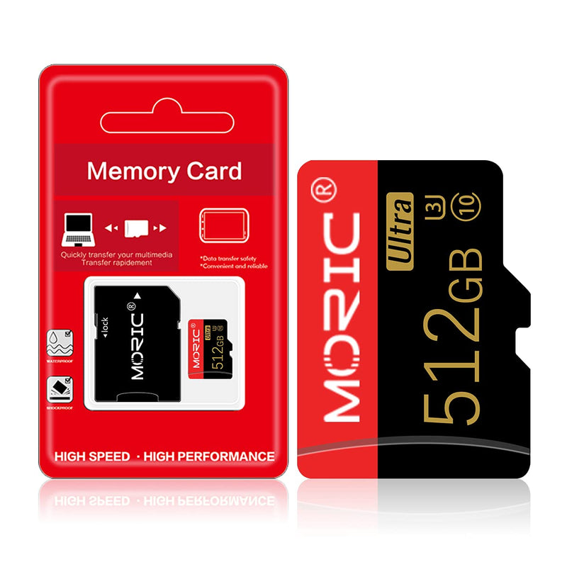 [Australia - AusPower] - 512GB Micro SD with SD Card Adapter Class 10 TF Memory Card High Speed Memory Card for Smartphone,Camera,PC,Mac,Drones（512GB） 