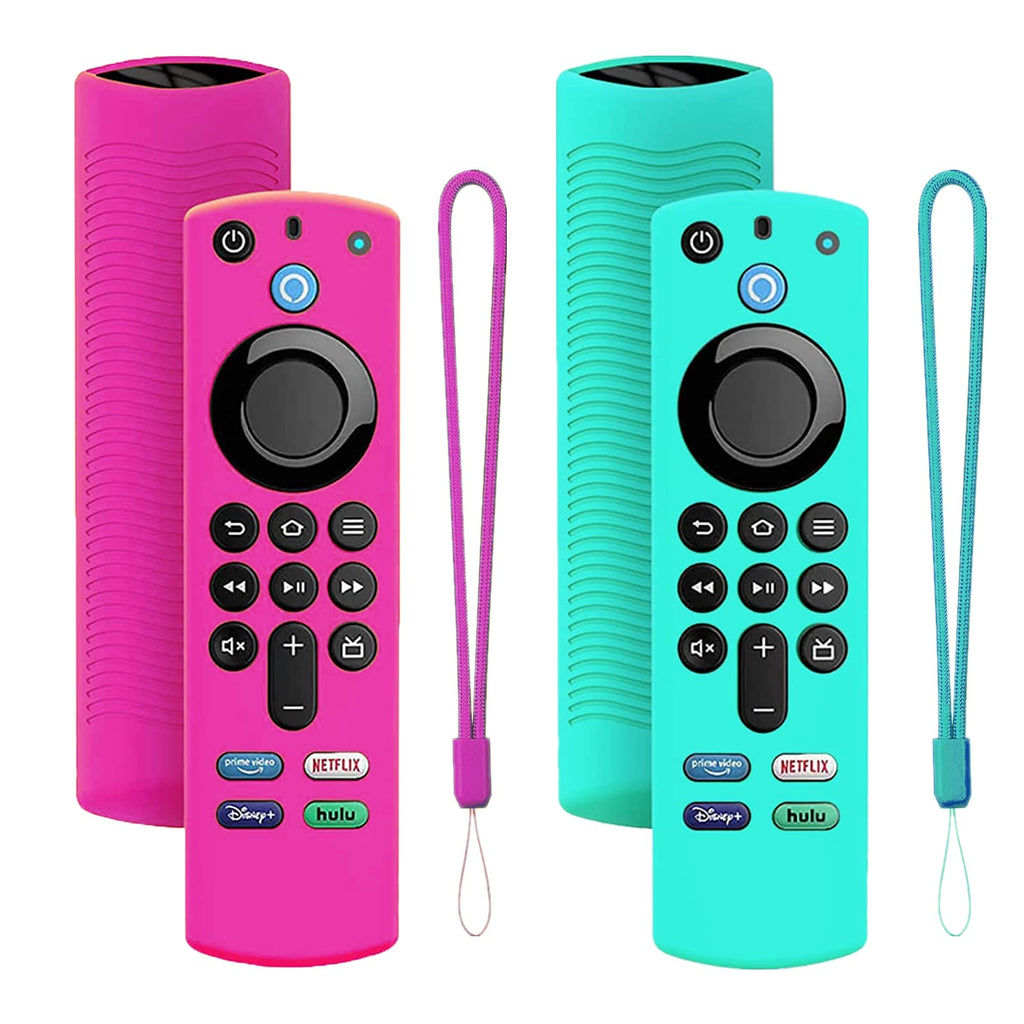[Australia - AusPower] - 2Pack Remote Cover for Firtvstick 4K Max (3rd Gen) 2021,Silicone Protective Case Compatible with Firetv4k TV Stick Alexa Voice Remote Control with Lanyards,Anti-Slip,Shockproof(Rose Red&Sky Blue) Rose Red&Sky Blue 