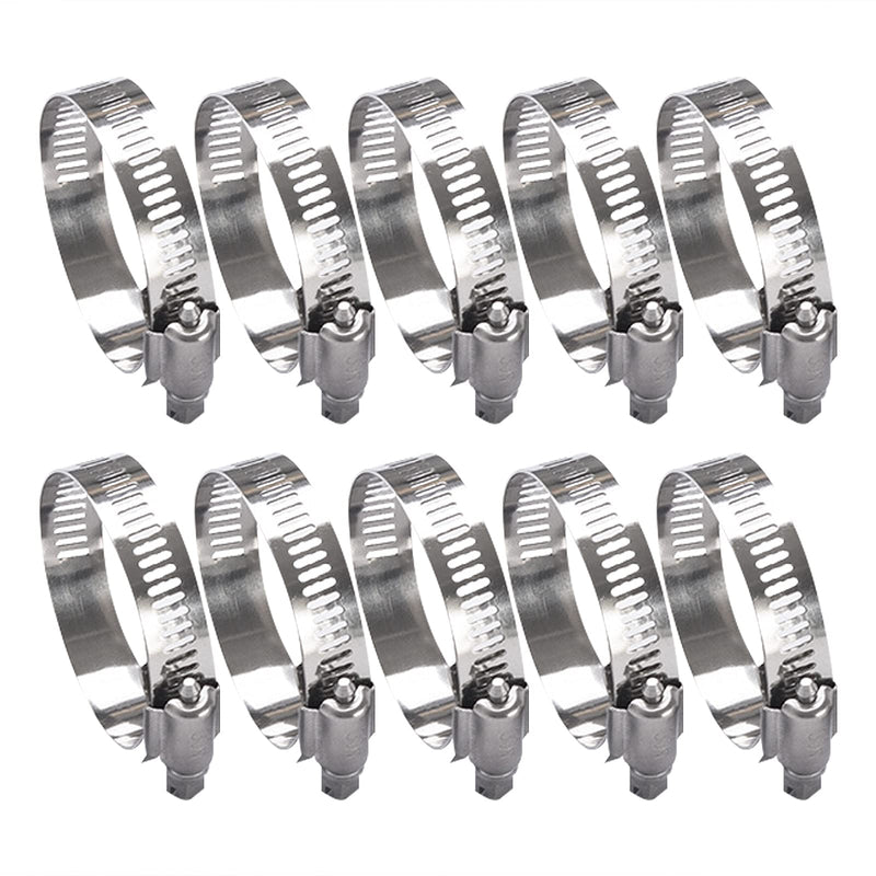 [Australia - AusPower] - Hose Clamp, Stainless Steel Hose Clamps for 1 1/2 Inch to 2 1/2 Inch Hose Pipe Large Adjustable Worm Gear Hose Clamps Assortment Kit for Automotive Radiator Fuel Line Mechanical, 10 PCS Hose Clamp Set 1-1/2 inch to 2-1/2 inch 