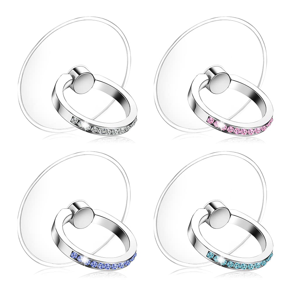 [Australia - AusPower] - Kinizuxi Transparent Phone Ring Stand Holder, New Glitter Diamond Phone Ring Holder Finger Grip 360 Degree Rotation Compatible with Various Mobile Phones (4 Packs) Diamond 4 New color 