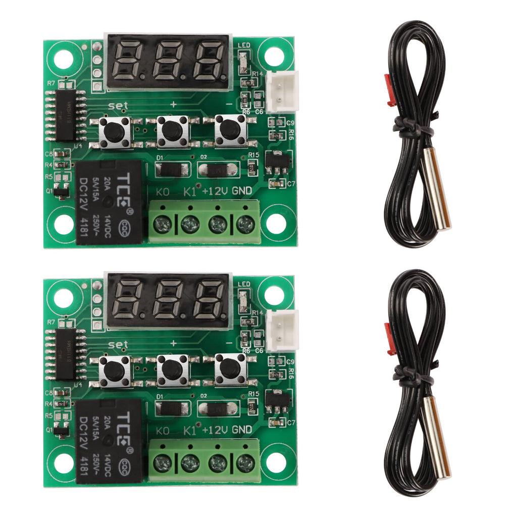 [Australia - AusPower] - 2PCS Temperature Controller Module XH-W1209 Digital Display Thermostat -50-110¡ãC Electronic Thermometer with 10A One-Channel Relay and Waterproof Sensor Probe 