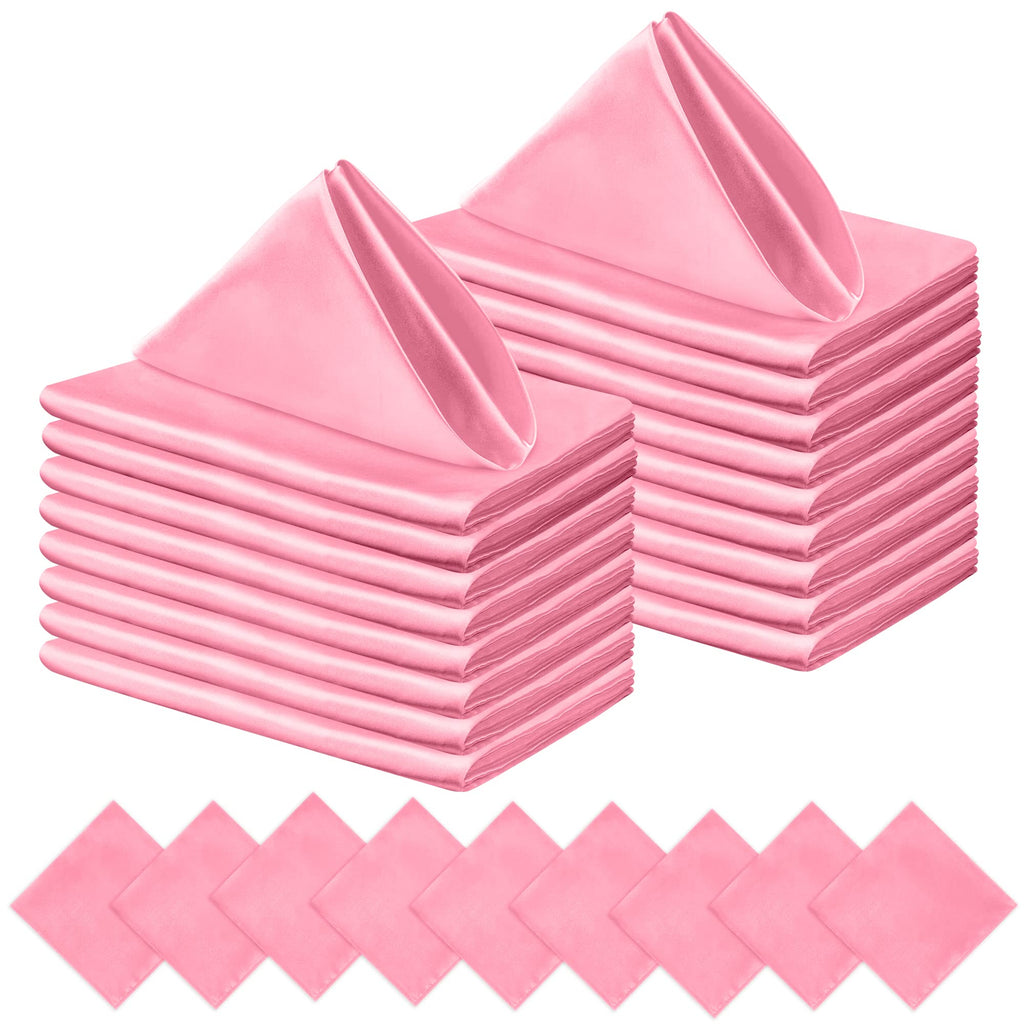 [Australia - AusPower] - FEQO 20 Pack Pink Satin Napkins Square Satin Cloth Napkins Soft Silk Napkin Table Napkins for Weddings Dinner Restaurant Party Decoration, 17 x 17 inch 