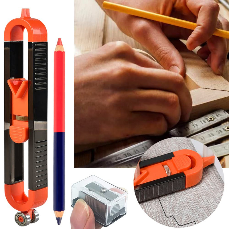 [Australia - AusPower] - Contour Gauge Scribe Profile Tool with 2-Color Pencil and Sharpener, Gadgets for Woodworking, Van Conversion, Construction Carpenter Transfer The Outline onto Your Material with Speed and Accuracy 