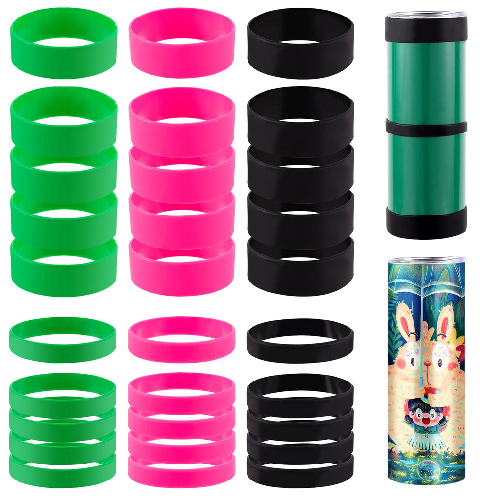 [Australia - AusPower] - 30 PCS Silicone Bands for Sublimation Tumbler - Thick Rubber Bands, Sublimation Paper Holder Ring Bands with 3 Colors and 2 Sizes, Heat-Resistant for Fastening Cups DIY Crafts Avoid Ghosting 
