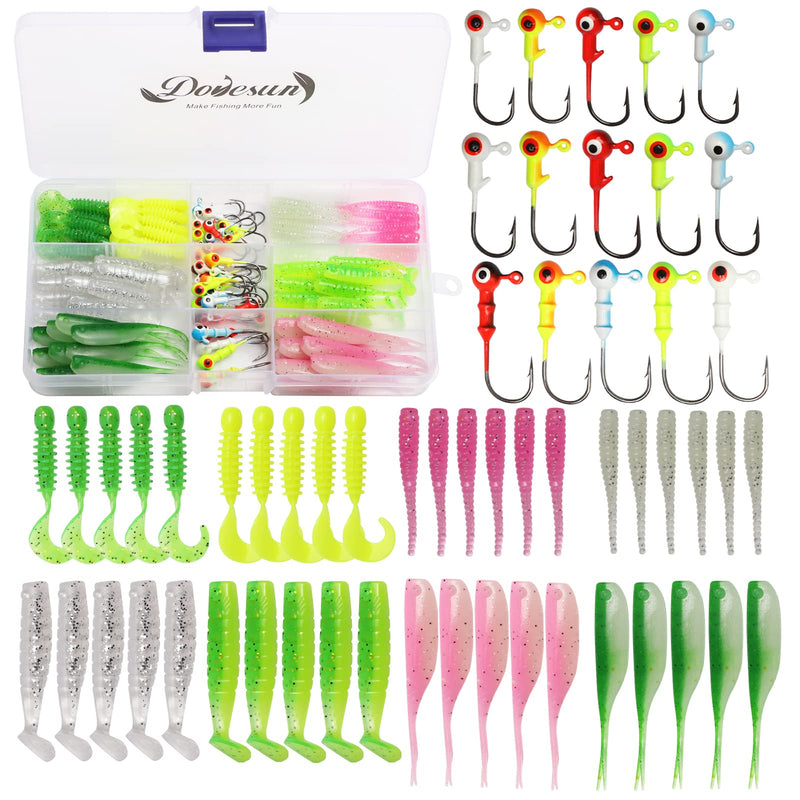 [Australia - AusPower] - Dovesun 110pcs Crappie Lures with Jig Heads Hooks Kit- Soft Plastic Grubs-Tubes Bait 80Pcs 1/8 1/16 1/32 oz 30Pcs Crappie Jigs Fishing Lures Kit for Saltwater Freshwater Fishing 