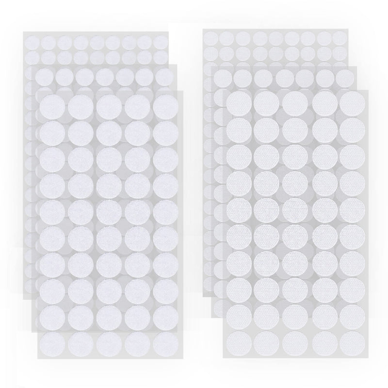 [Australia - AusPower] - 3 Size 1200Pcs(600Pairs) Self Adhesive Dots Taps, 0.39''/0.59''/0.79'' Diameter Strong Adhesive Sticky Back Coins Nylon Coins, Hook & Loop Dots with Waterproof Sticky Glue Coins Tapes (White) white 