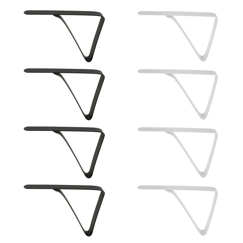 [Australia - AusPower] - KUMGROT 8pcs Stainless Steel TKUMGROTlecloth Clips, Picnic Table Cover Clamps Skirt Clips for Kitchen Dining Party, Triangle (Black, White) 75mm x 45mm Black, White 