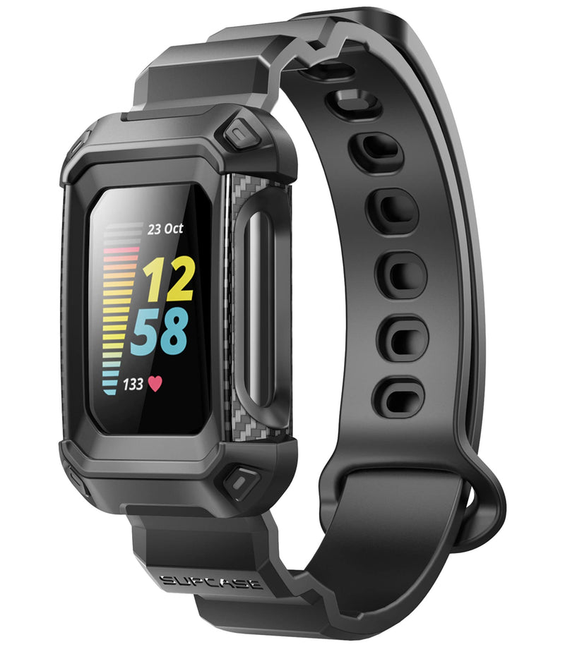 [Australia - AusPower] - SUPCASE Unicorn Beetle Pro Watch Bands for Fitbit Charge 5 (2021),Protective Replacement Wristband Case Band (Black) 