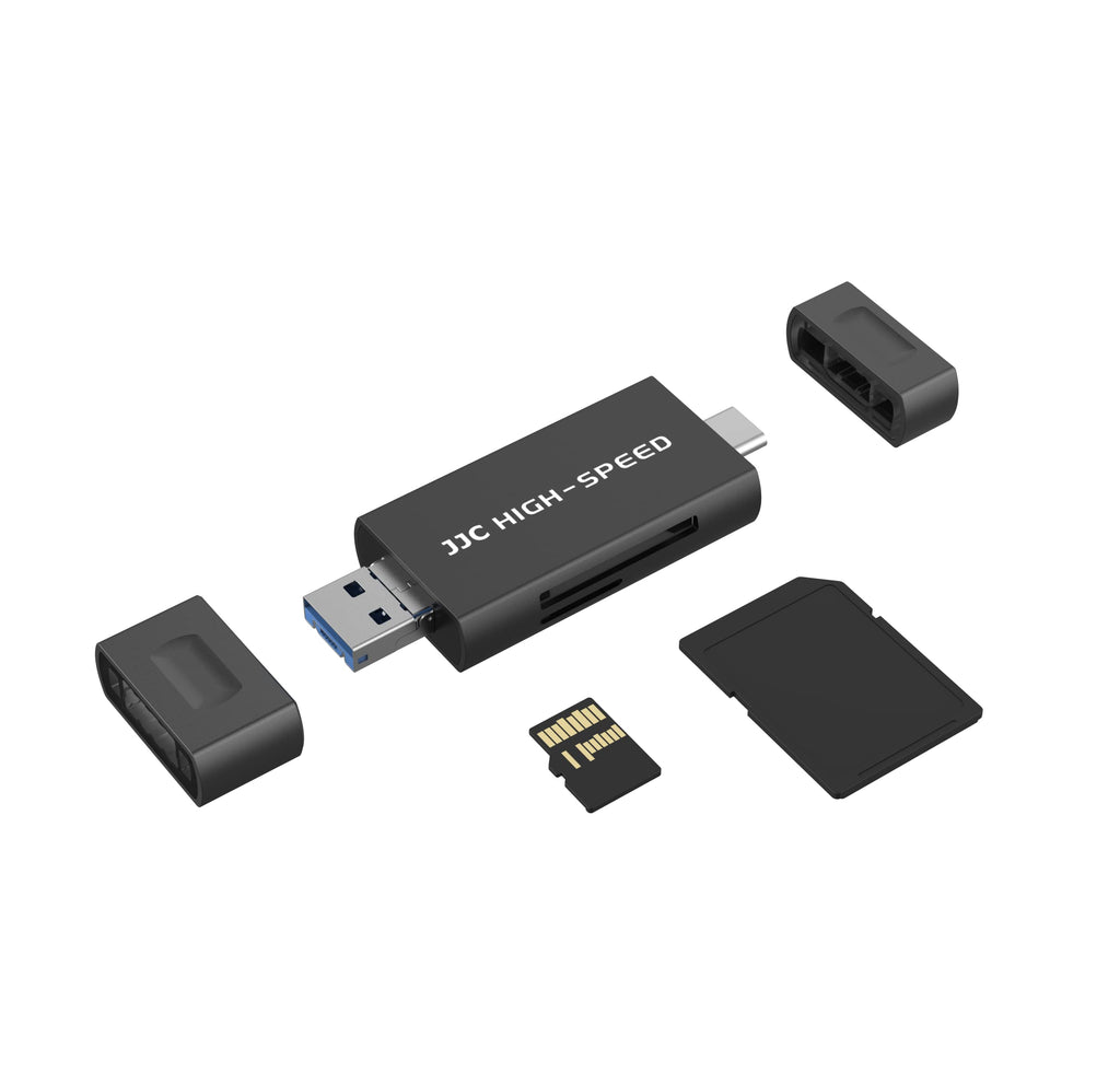 [Australia - AusPower] - JJC UHS-II SD Micro SD Card Reader, 3-in-1 USB 3.1 USB-C Type-C 3.1 Micro USB 2.0 Connection Port, High Transfer Speed up to 312MB/s, Compatible with Computer, Laptop, OTG Enable Phone and Tablet USB 3.1 UHS-II Black 