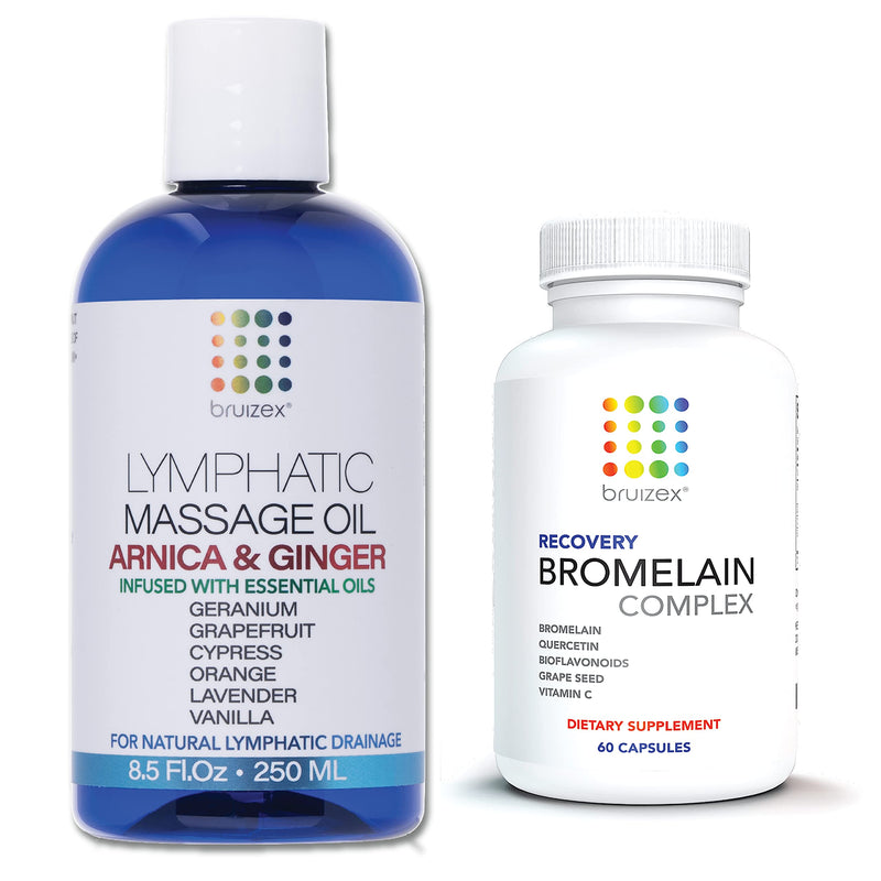 [Australia - AusPower] - Lymphatic Massage Ginger Oil with Arnica and Anti-Bruising Supplement for Manual Lymphatic Drainage, Post Surgery Recovery, Lymphedema, Lipedema, Liposuction, 360 Lipo, BBL, Lipo Foam 