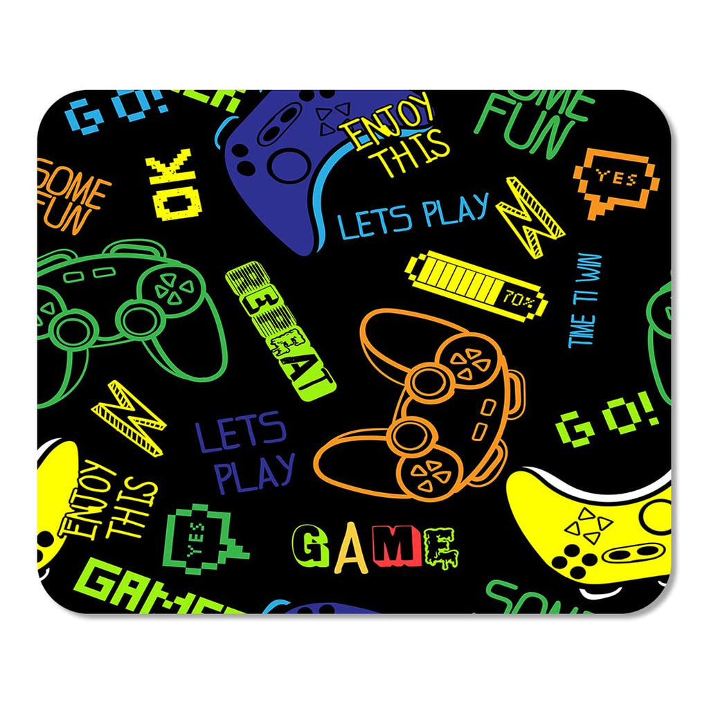 [Australia - AusPower] - Gamepad Mouse Pad,Battery Pixel Graphics Game Controller Lets Play Game Soft Non-Slip Rubber Base Mouse Mat for Computer Desk Keyboard Waterproof Gaming Mousepad,9.5"x7.9" 9.5"x7.9" Gamepad 
