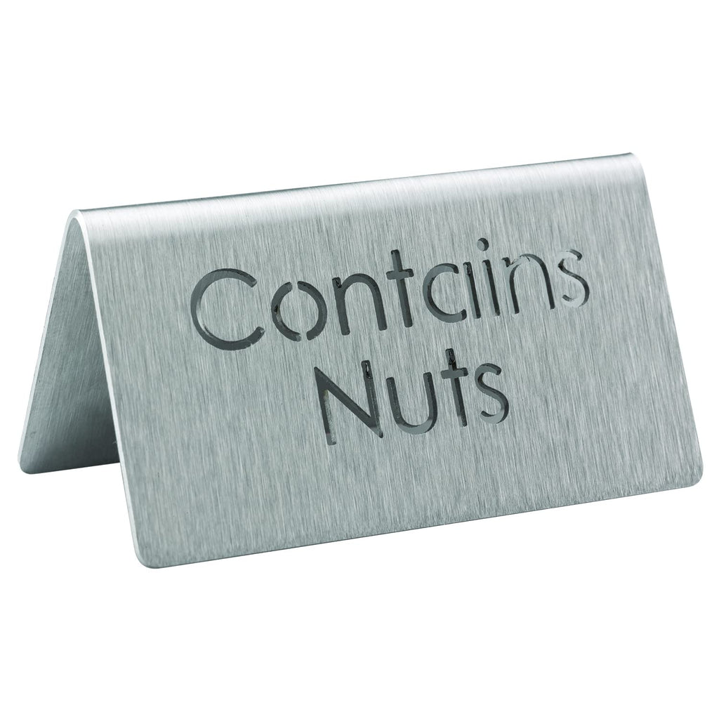 [Australia - AusPower] - Service Ideas 1C-BF-Nuts-MOD Laser Cut Table Tent Sign, Contains Nuts, 3" Length x 1.5" Width x 1.5" Height, Stainless Steel, Brushed Finish 
