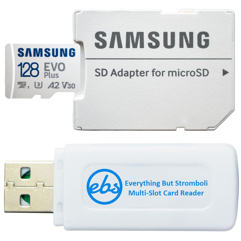 [Australia - AusPower] - Samsung 128GB SDXC Micro EVO Plus Memory Card with Adapter Works with Samsung Phone A22, A03s, A03 Core (MB-MC128) Class 10 U3 V30 A2 Bundle with 1 Everything But Stromboli TF & SD Card Reader 