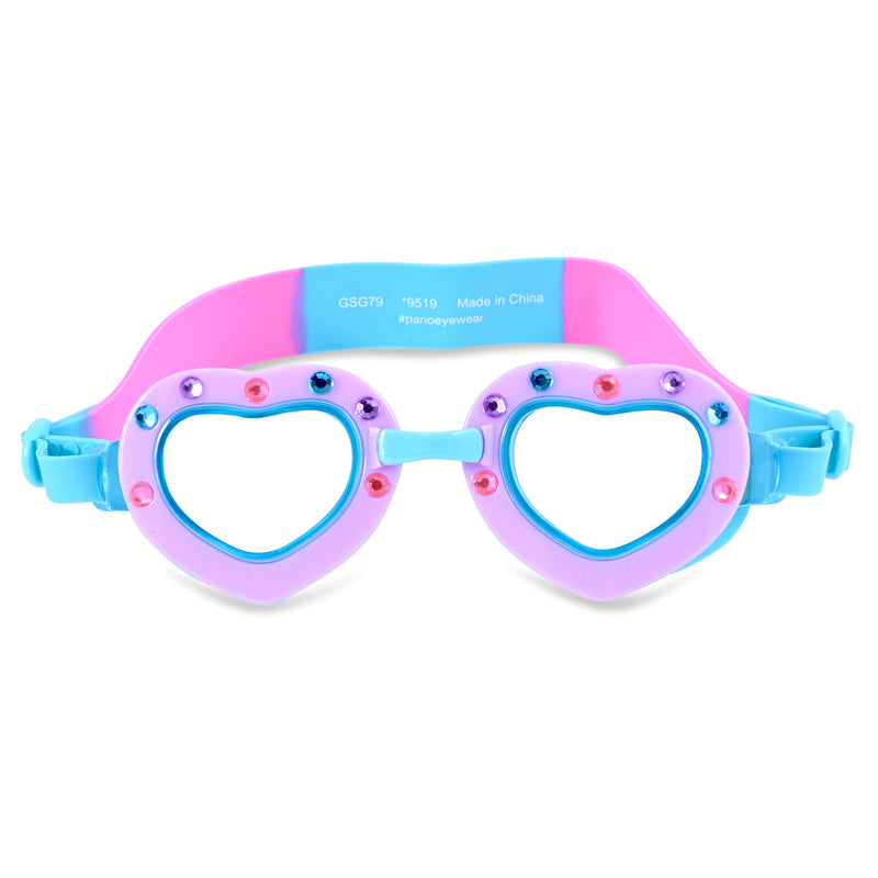 [Australia - AusPower] - H2O Life Kids Swim Goggles for Girls and Boys Fun Toddler Swimming Eyewear Protection for Children One Size Blue Heart 