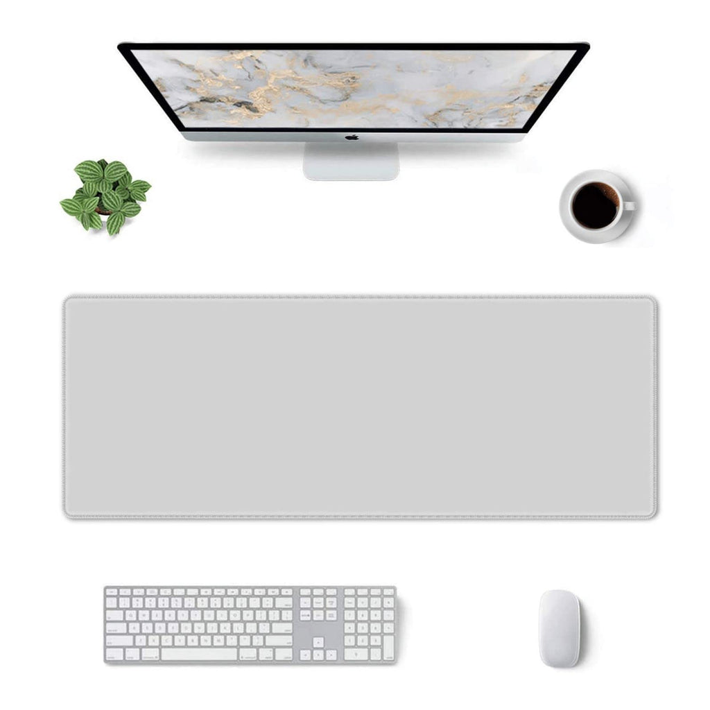 [Australia - AusPower] - Grey Mouse Pad Large XXL Mousepad with Non-Slip Rubber Stitched Edges Long Full Desk Mat for Laptop Gaming Office Work, Gray 31.5 X 12 X 0.12 in Space Gray 