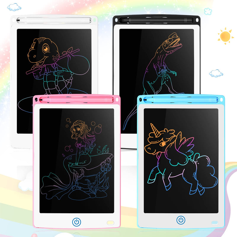 [Australia - AusPower] - 4 Pcs LCD Writing Tablet Doodle Board Electronic Toy 8.5 Inch LCD Writing Board Electronic Tablet Writing Erasable Drawing Pad Reusable Writing Pad (Light Blue, Light Red, White, Black,Rainbow Doodle) Light Blue, Light Red, White, Black,rainbow Doodle 