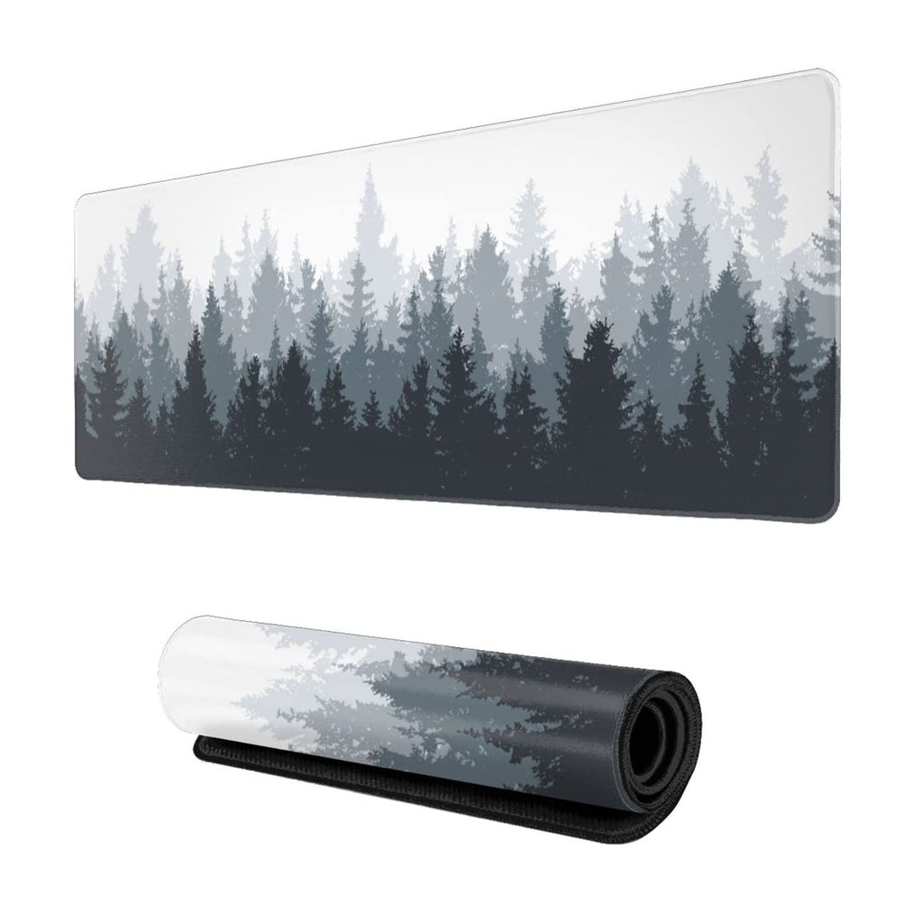 [Australia - AusPower] - Fog Misty Forest Gaming Mouse Pad XL, Extended Large Full Desk Mousepad 31.5x11.8 Inch, Big with Stitched Edge, Non-Slip Long Computer Keyboard Waterproof Mat for Office & Home Caburywe, X-Large Fog Misty Forest 