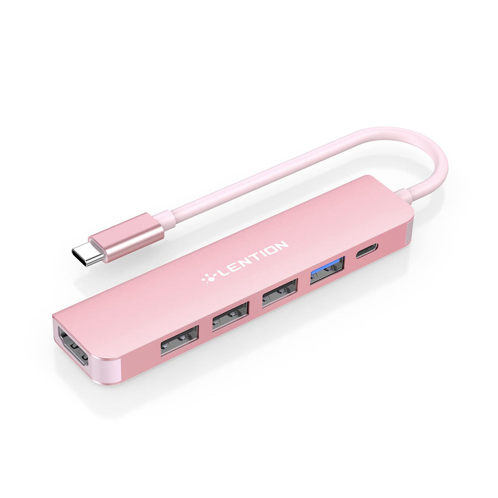 [Australia - AusPower] - LENTION USB C Hub Multiport Adapter with 100W PD Charging, 4K HDMI, USB 3.0 & 2.0 Compatible 2022-2016 MacBook Pro, New Mac Air/Surface, Chromebook, More, Stable Driver Certified (CB-CE17, Rose Gold) 