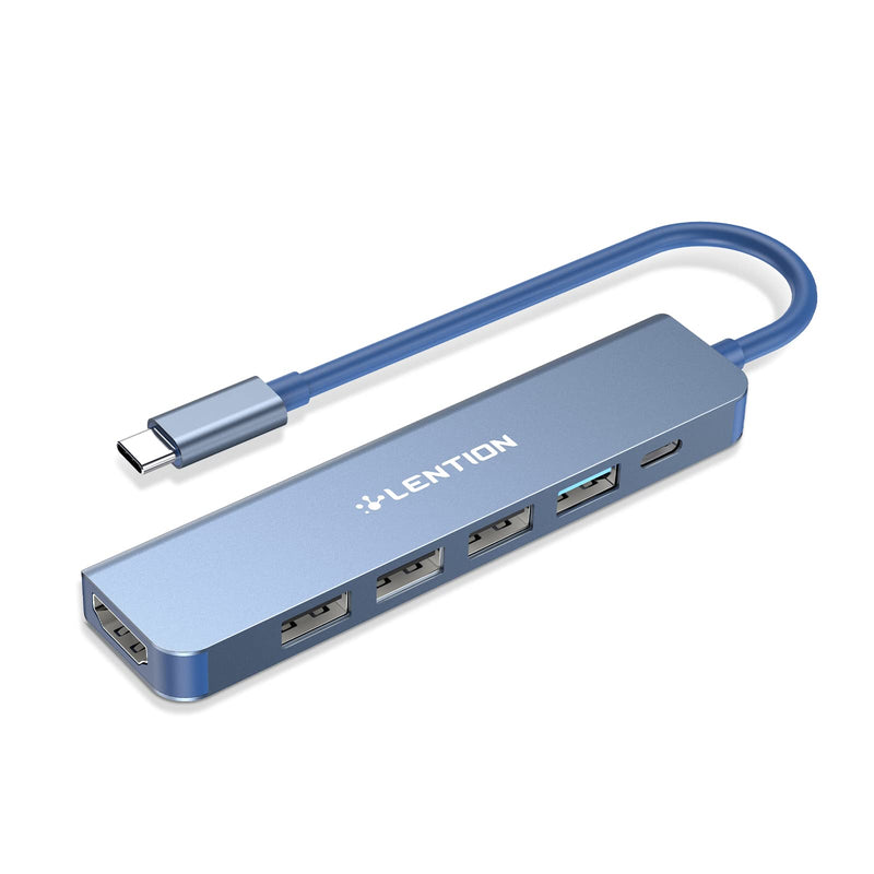 [Australia - AusPower] - LENTION USB C Hub Multiport Adapter with 100W PD Charging, 4K HDMI, USB 3.0 & 2.0 Compatible 2021-2016 MacBook Pro, New Mac Air/Surface, Chromebook, More, Stable Driver Certified (CB-CE17, Blue) 