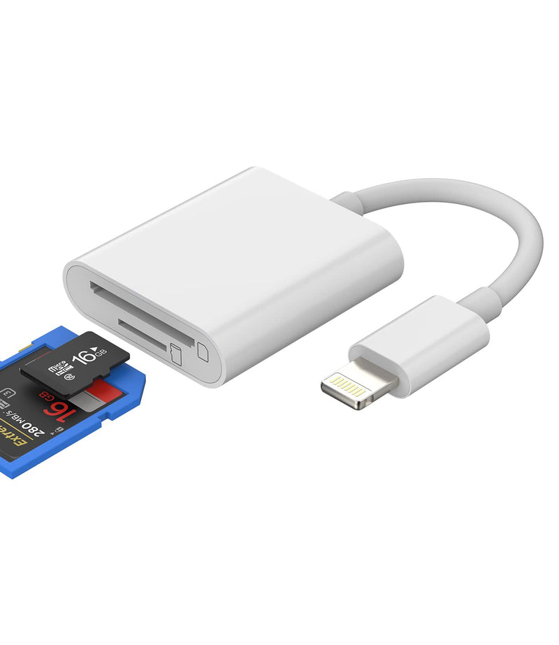 [Australia - AusPower] - Micro SD Card Reader Adapter Accessories Iphone Camera Memory TF Lightning Compact Flash Photo Viewer Compatible for 13 12 11 Pro Max X XS XR 8 7 6plus Ipad Air Mini 2021 2020 2019 Apple MFI Certified 