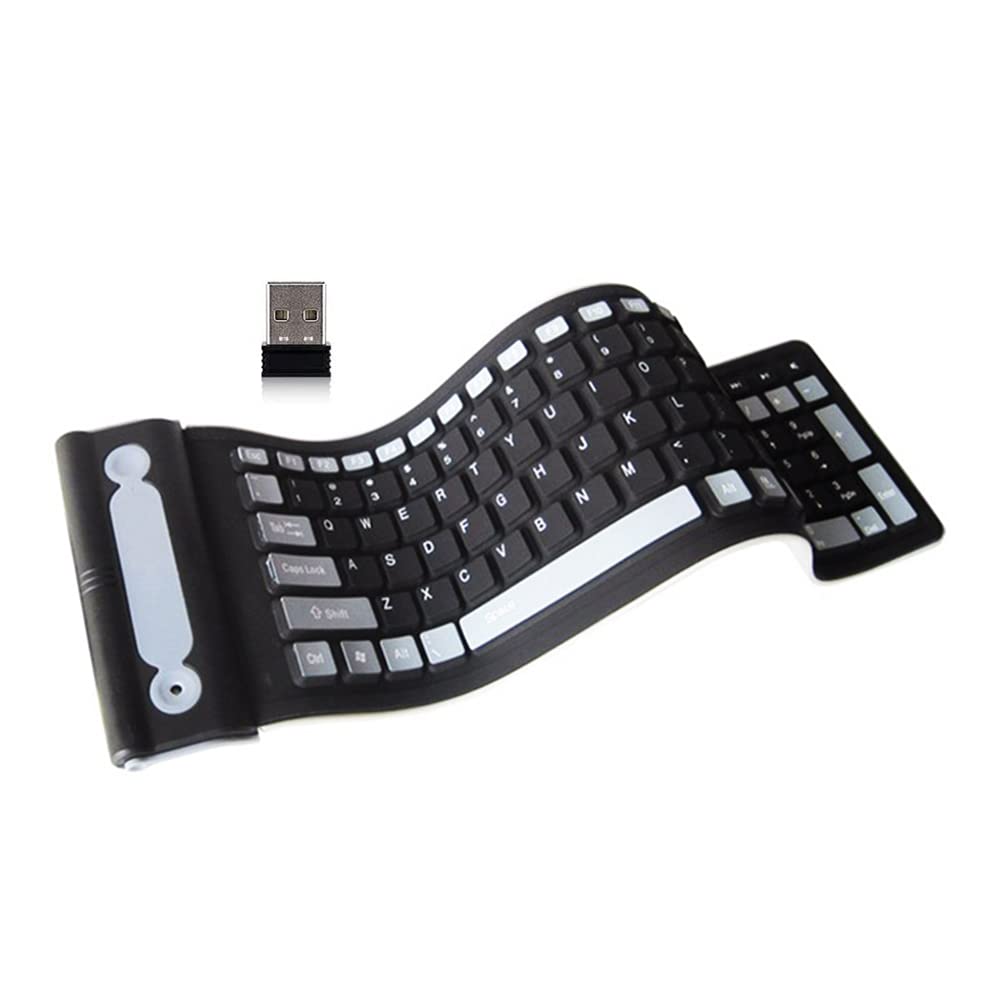 [Australia - AusPower] - IRISFLY 2.4Ghz Wireless Waterproof Dustproof Portable Silicone Flexible Folding Roll Up Soft Rubber Keyboard 107-Key Folding Silicone Keyboard 