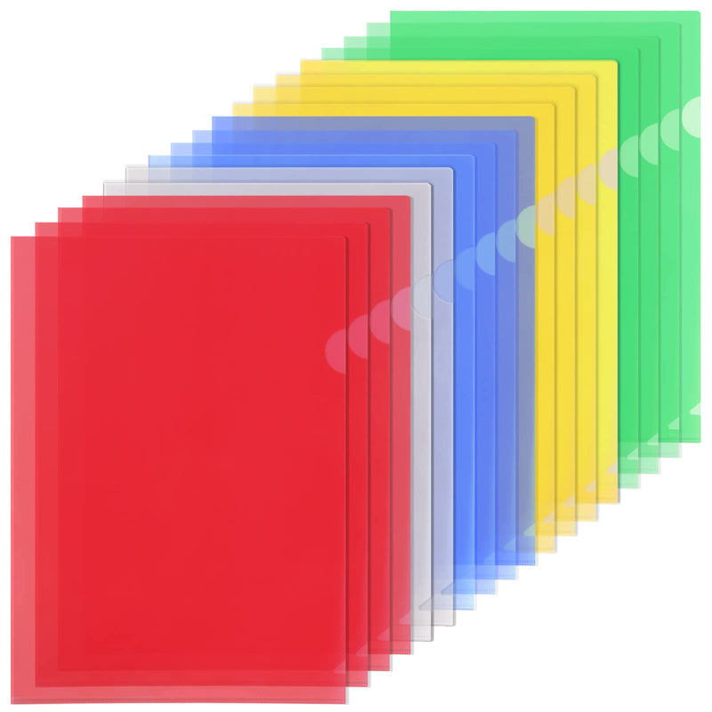 [Australia - AusPower] - 18 Pack Plastic Folders, LEOBRO 12.2” x 8.6” Clear Folders for Document, A4 Letter Size File Folder, Plastic Project Pockets, Plastic Sleeves for Paper, Project Folders, 5 Assorted Colors 