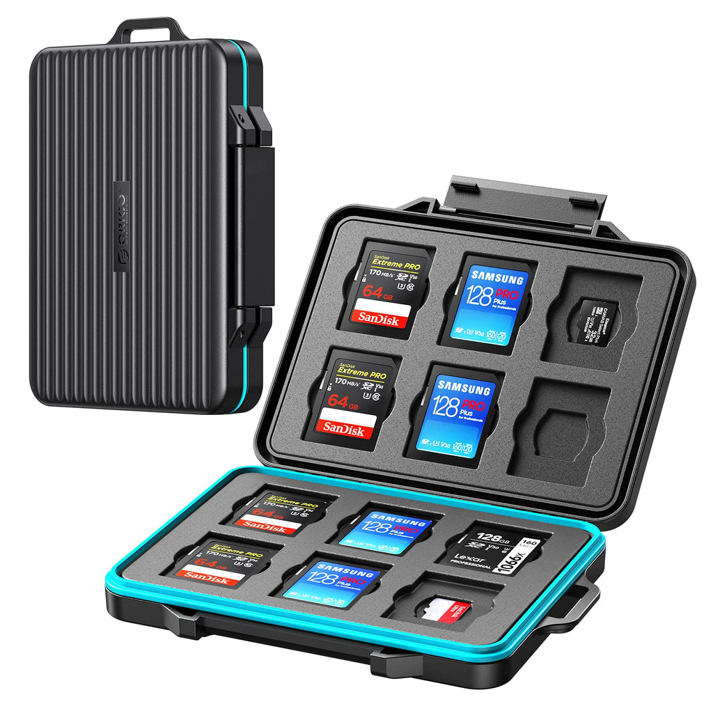 [Australia - AusPower] - ORICO 24 Slots SD Card Case Holder for 12 SD TF Card Waterproof Shock Resistant Memory SD Card Carrying Storage Organizer Box with Labels TF(Micro SD) Card×12,SD Card×12 