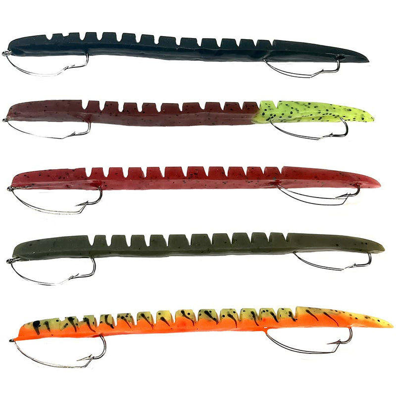 [Australia - AusPower] - Delong Lures - 6" Bass Witch Weedless Worm Baits, Anise Scented Animated Lures for Freshwater & Saltwater, Soft Worm Baits with Weedless Hooks for Largemouth Bass, Northern Pike, Smallmouth Bass, and Other Sport Fish 