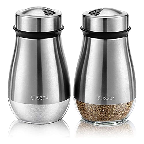 [Australia - AusPower] - Bzocio 2Pcs Salt and Pepper Shakers Set - Salt Shaker with Adjustable Pour Holes - Pice Dispenser Refillable 