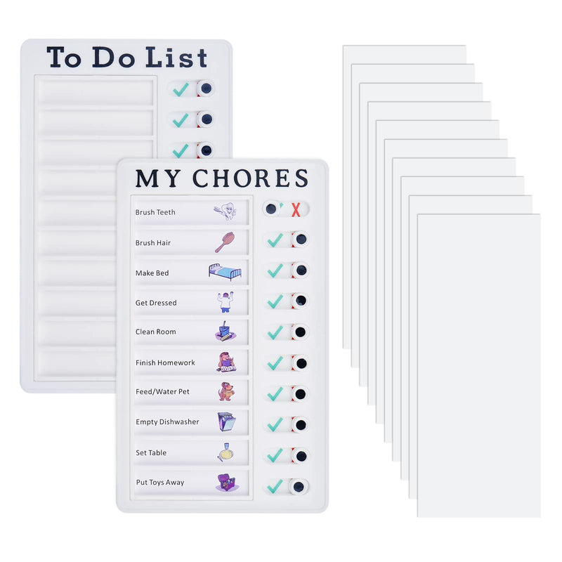 [Australia - AusPower] - 2 Pieces Chore Chart Memo Boards, Portable To Do List RV Checklist Board, Detachable Plastic DIY Message Home Travel Planning Reminder Chart with 10 Replaceable Blank Paper 