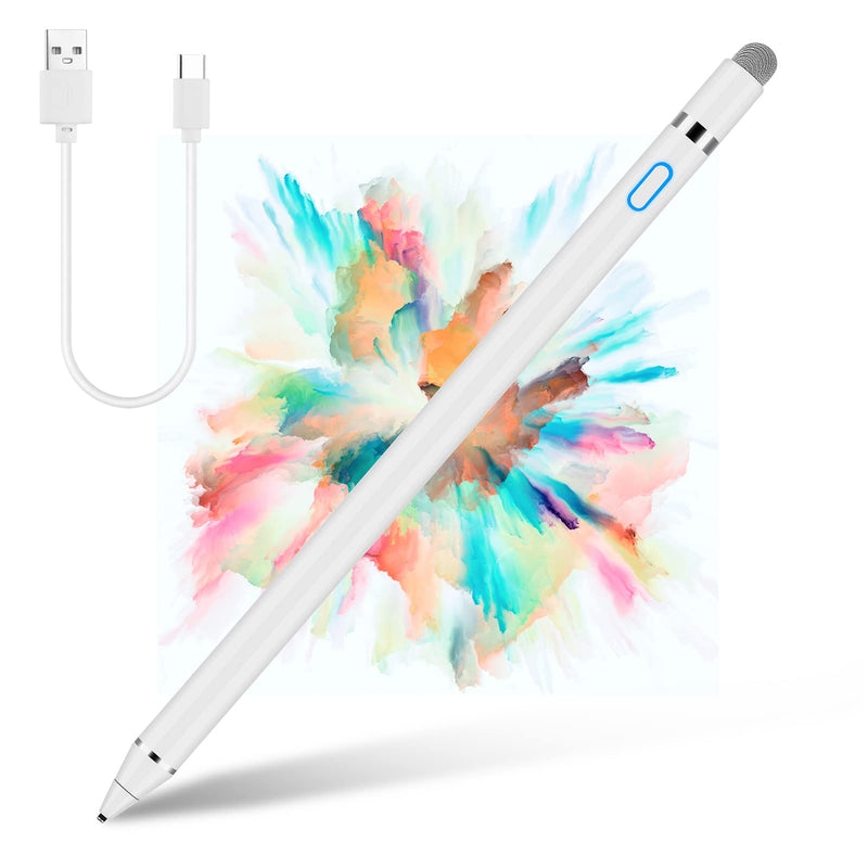 [Australia - AusPower] - smartelf Stylus Pen for iPad with Palm Rejection,Capacitive Digital Pencil with 1.45mm Ultra Fine Tip Stylus, Active Electronic Pen Compatible iPhone Samsung Phone Tablets for Precise Writing Drawing 