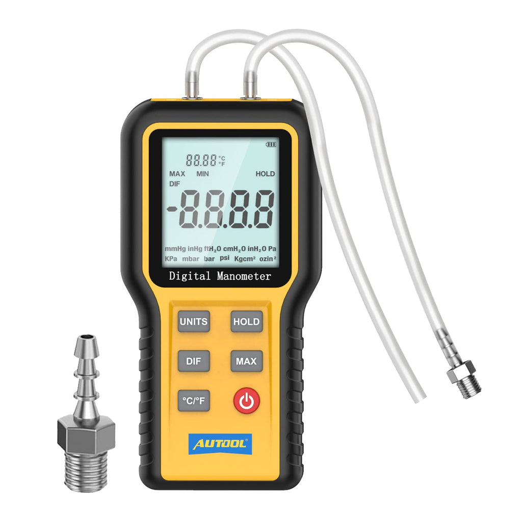[Australia - AusPower] - Digital Manometer,Handheld HVAC Manometer,Dual-Port Manometer Gas Pressure Tester 
