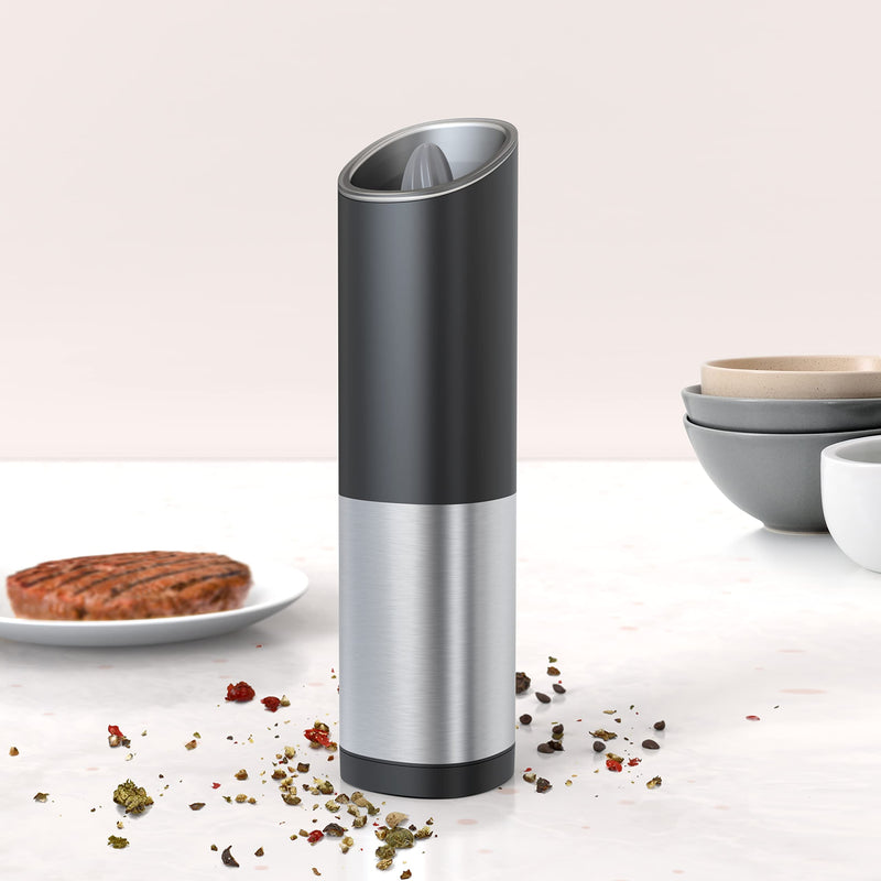 [Australia - AusPower] - ABoolon Electric Gravity Pepper Grinder Set One Handed Operation, Automatic Salt and Pepper Mill with Adjustable Coarseness,Blue LED light 