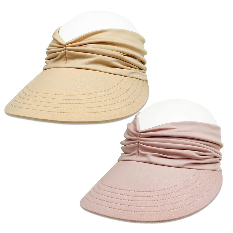 [Australia - AusPower] - Sun Hat Women, Sun Beach Visor Cap UV Protection with Wide Brim for Sports Beach Golf Hiking Beige/Pink 