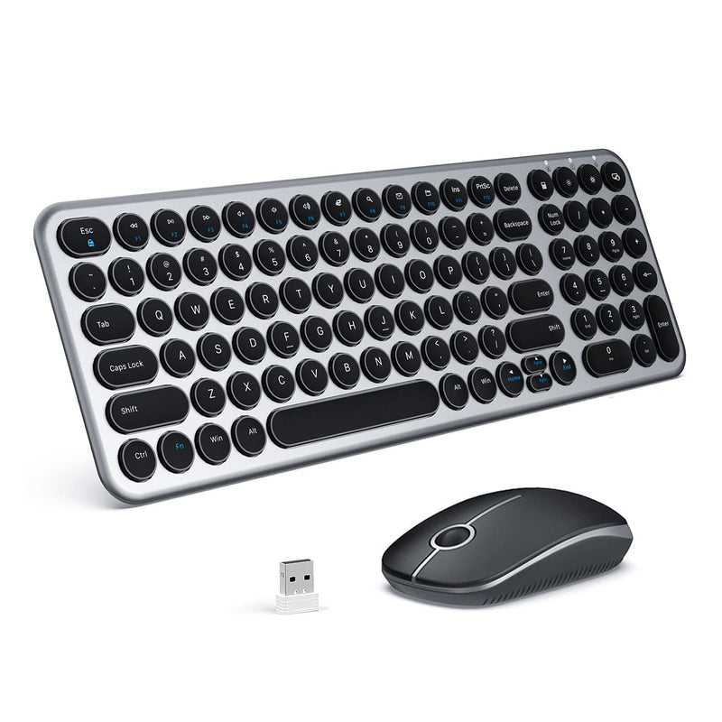 [Australia - AusPower] - TechGarden Wireless Keyboard and Mouse Combo, 2.4GHz Slim Ergonomic Keyboard and Mouse Set with Numeric Keypad for Windows Computer HW098SG-2 0 Black Gray 