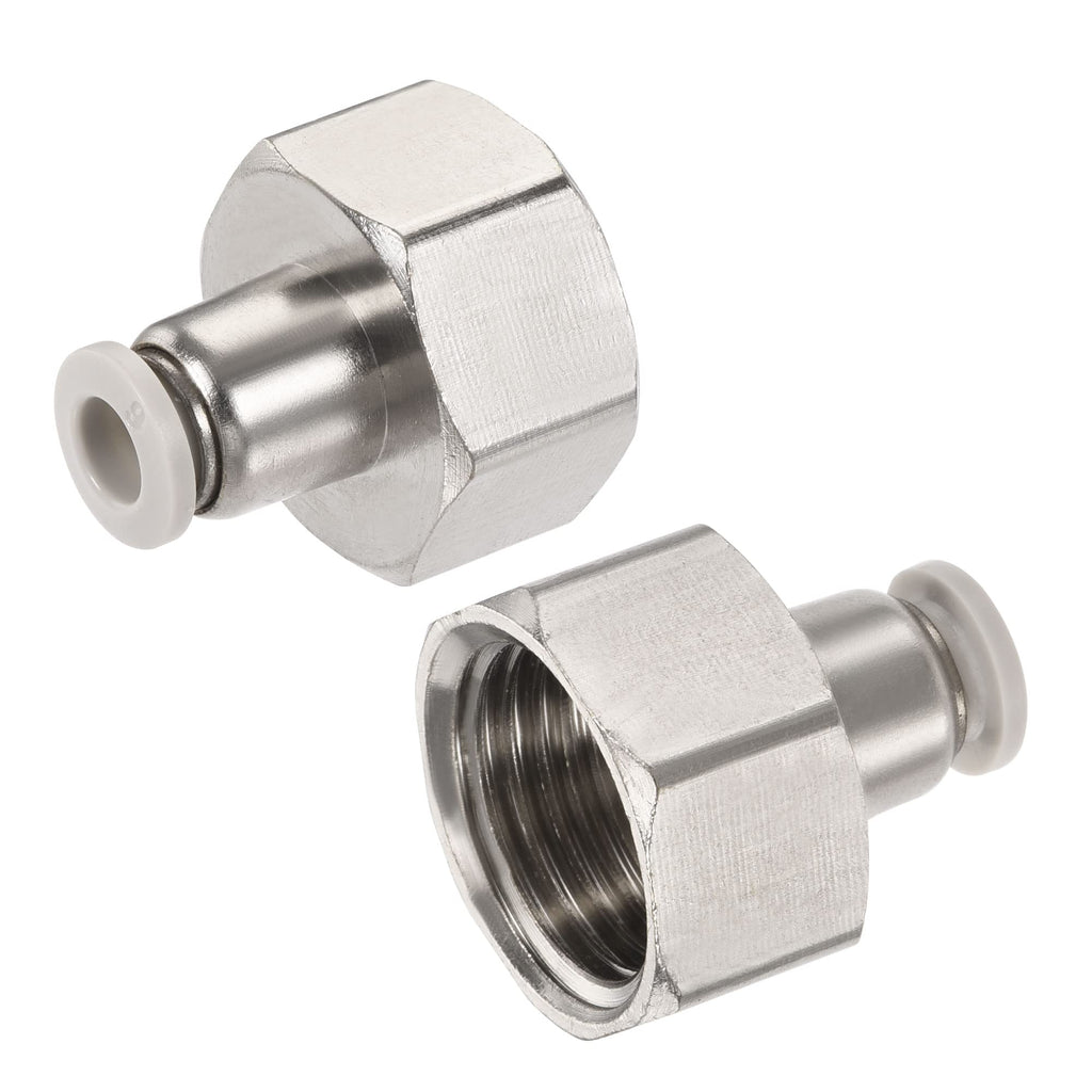 [Australia - AusPower] - MECCANIXITY Push to Connect Fittings 1/2PT Female Thread Fit 6mm Tube OD Nickel-Plated Copper Straight Union Fitting, Pack of 2 