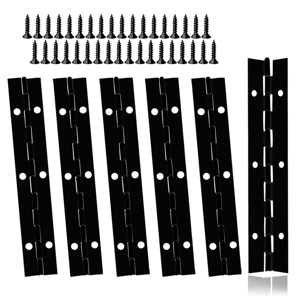 [Australia - AusPower] - 6 PCS Piano Hinge for Cabinet, 6 Inch Black Stainless Steel Continuous Folding Hinges with Mounting Screws, for Doors, Cabinets, Window 