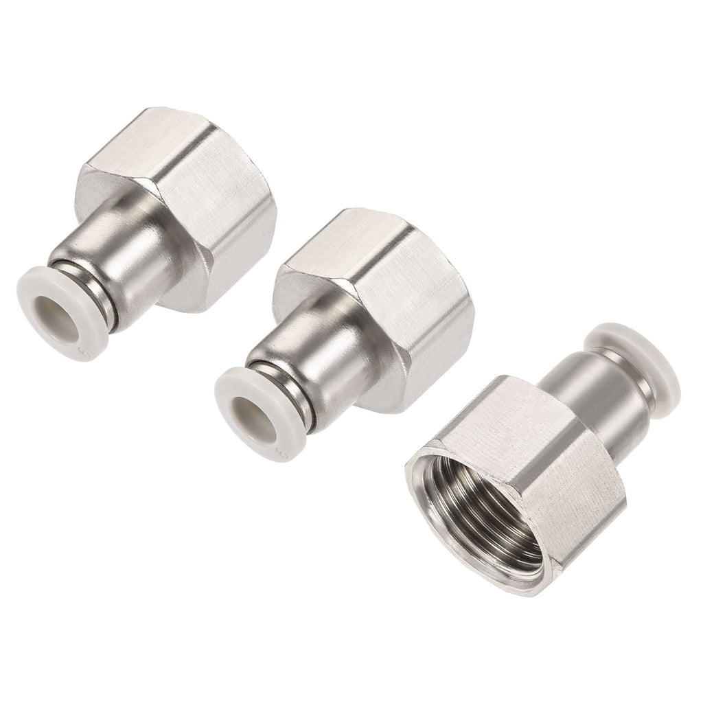 [Australia - AusPower] - MECCANIXITY Push to Connect Fittings 3/8PT Female Thread Fit 6mm Tube OD Nickel-Plated Copper Straight Union Fitting, Pack of 3 