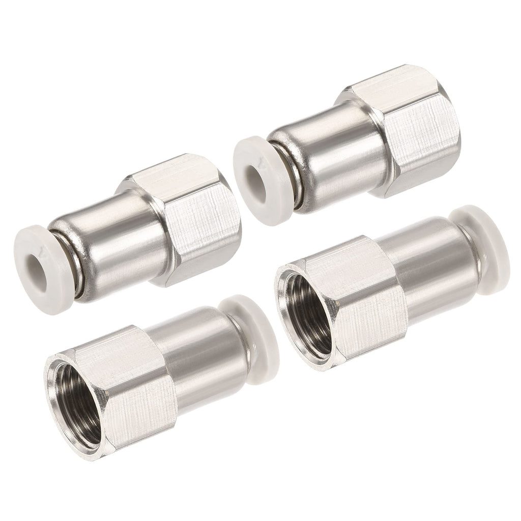 [Australia - AusPower] - MECCANIXITY Push to Connect Fittings 1/8PT Female Thread Fit 4mm Tube OD Nickel-Plated Copper Straight Union Fitting, Pack of 4 