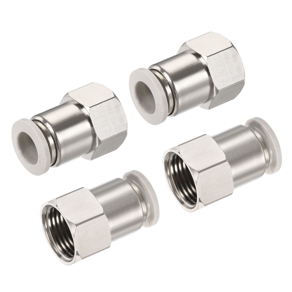 [Australia - AusPower] - MECCANIXITY Push to Connect Fittings 3/8PT Female Thread Fit 10mm Tube OD Nickel-Plated Copper Straight Union Fitting, Pack of 4 