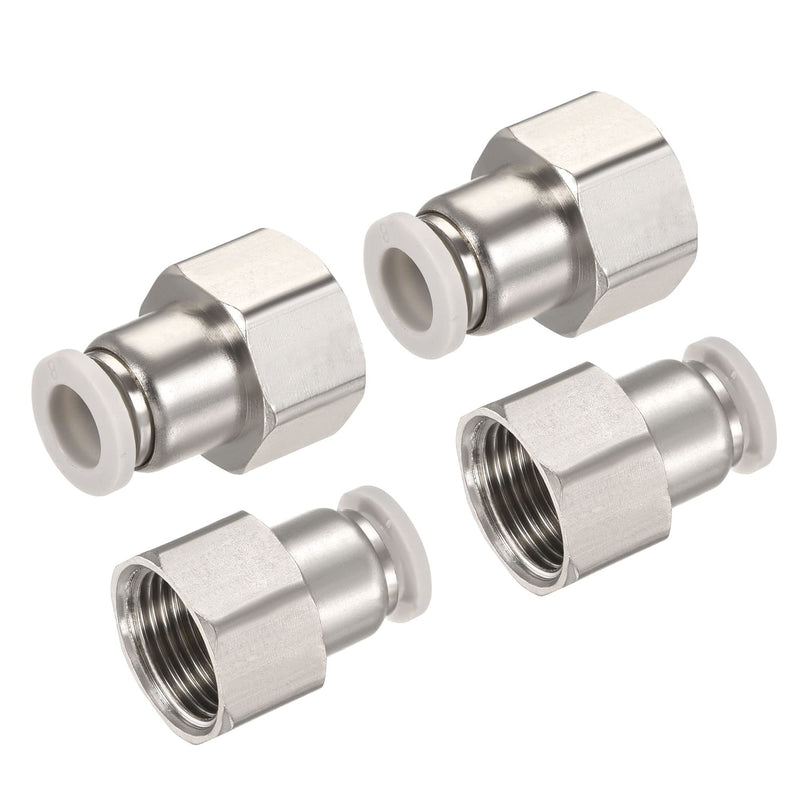 [Australia - AusPower] - MECCANIXITY Push to Connect Fittings 3/8PT Female Thread Fit 8mm Tube OD Nickel-Plated Copper Straight Union Fitting, Pack of 4 