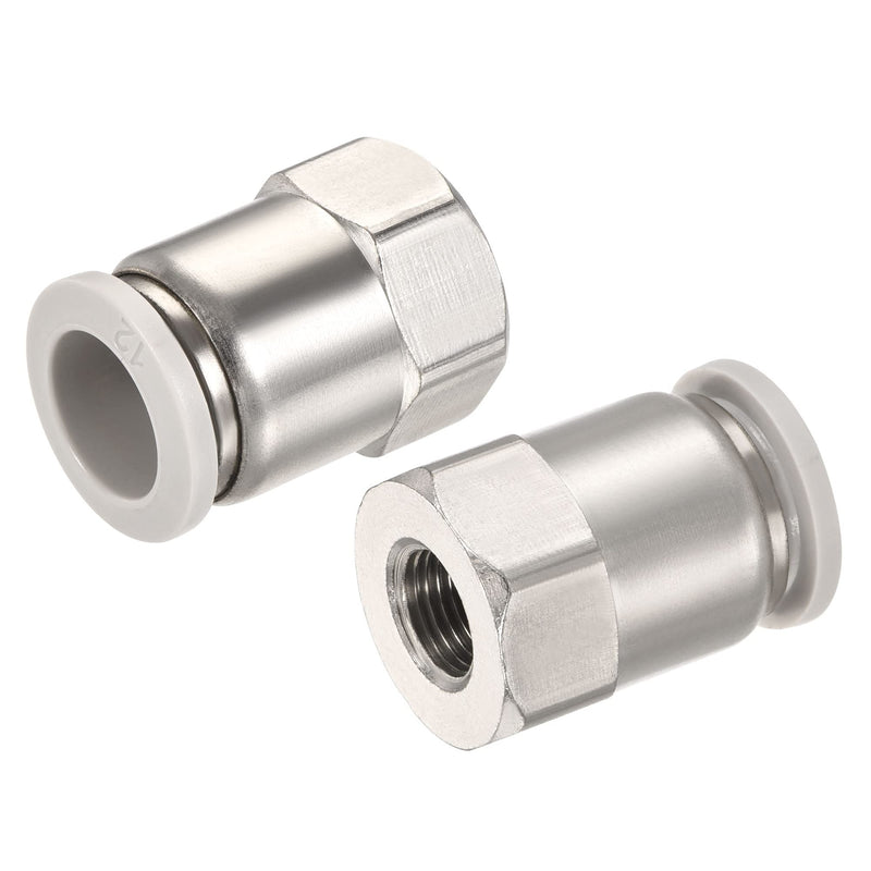 [Australia - AusPower] - MECCANIXITY Push to Connect Fittings 1/8PT Female Thread Fit 12mm Tube OD Nickel-Plated Copper Straight Union Fitting Pack of 2 