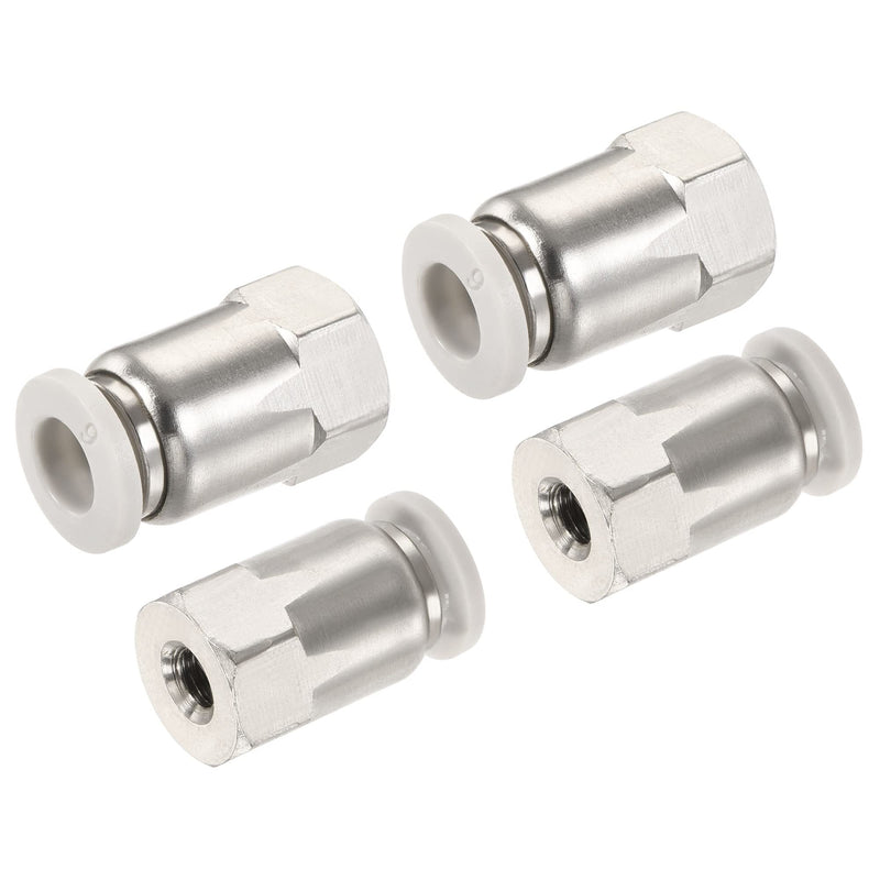 [Australia - AusPower] - MECCANIXITY Push to Connect Fittings M5 Female Thread Fit 6mm Tube OD Nickel-Plated Copper Straight Union Fitting, Pack of 4 